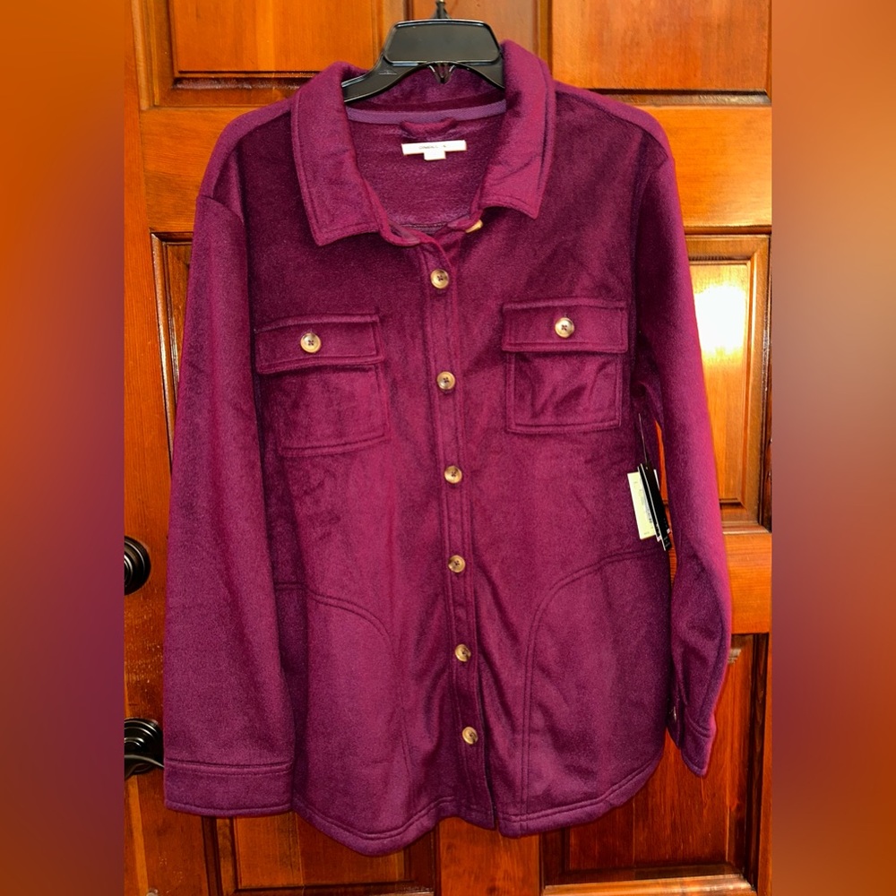 O'Neill Superfleece Button Down Jacket Color: Wine Size Large NWT